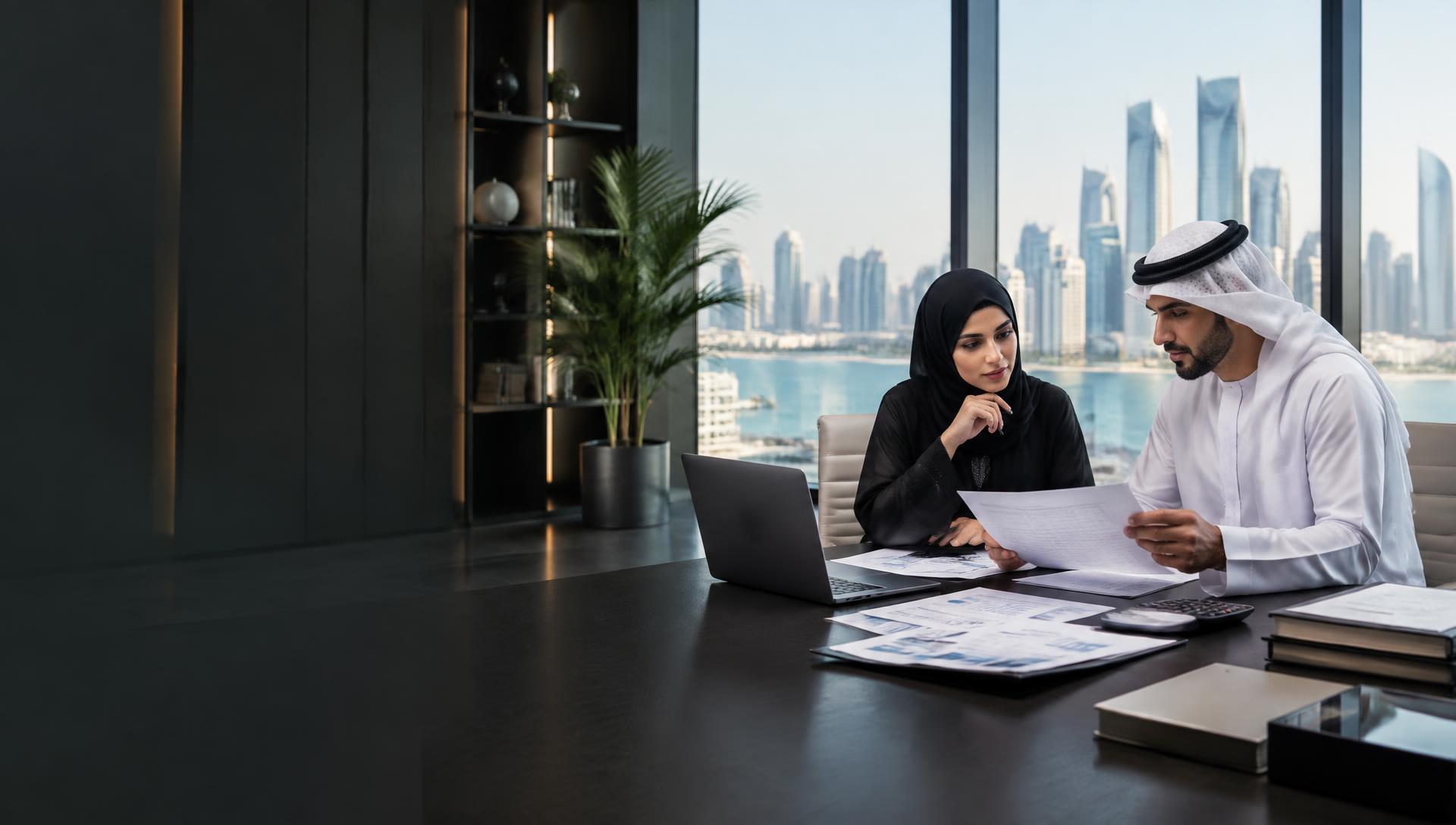 UAE tax accounting professionals reviewing financial records in Abu Dhabi